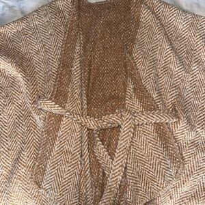 Brown Herringbone Knit Cardigan